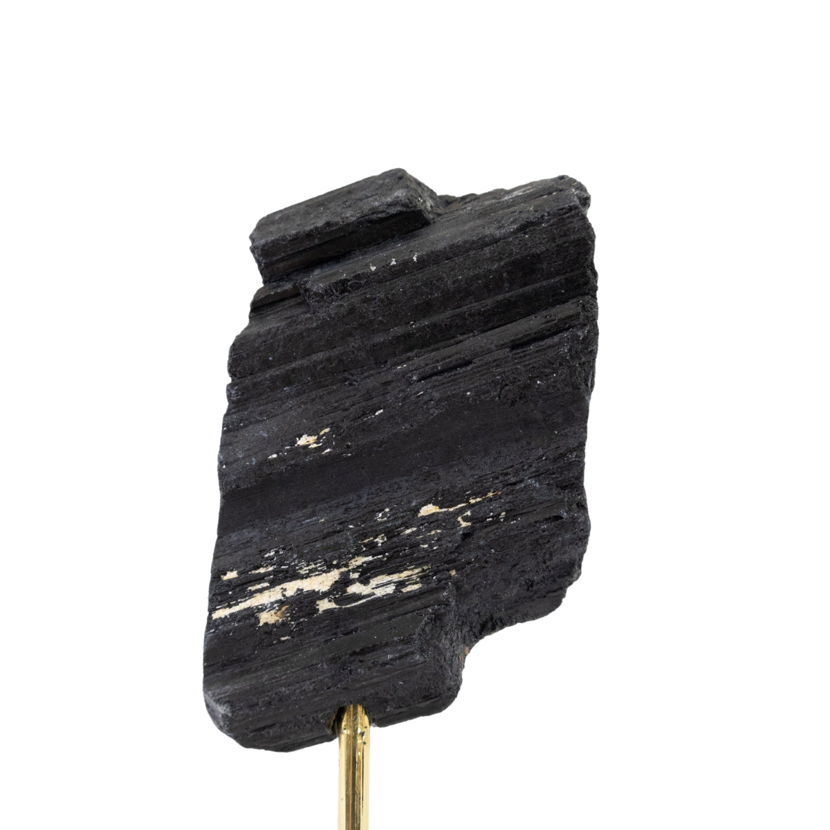 Raw Black Tourmaline Stone on Gold Plated Metal Base 480 grams