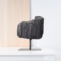 Raw Black Tourmaline Stone on Matte Black Metal Base 2.660 kg