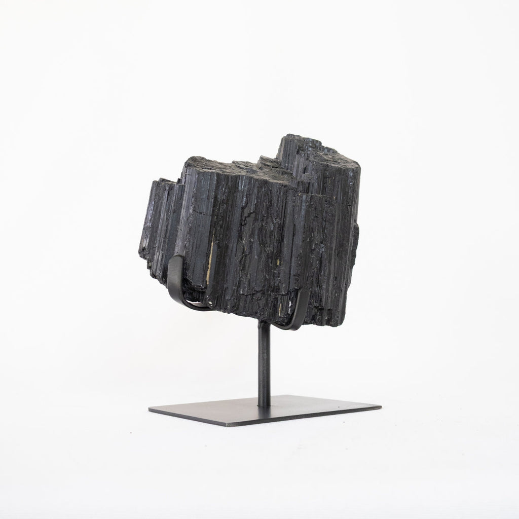Raw Black Tourmaline Stone on Matte Black Metal Base 2.660 kg