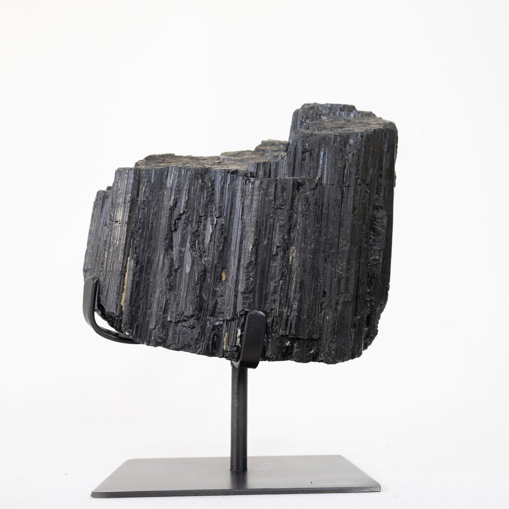 Raw Black Tourmaline Stone on Matte Black Metal Base 2.660 kg