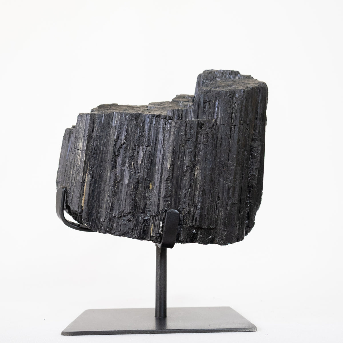 Raw Black Tourmaline Stone on Matte Black Metal Base 2.660 kg
