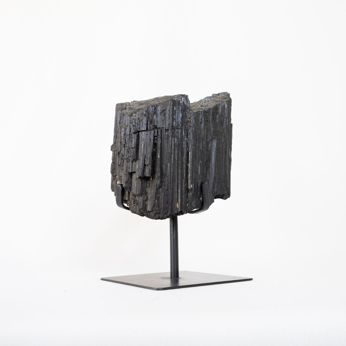 Raw Black Tourmaline Stone on Matte Black Metal Base 3.980 kg