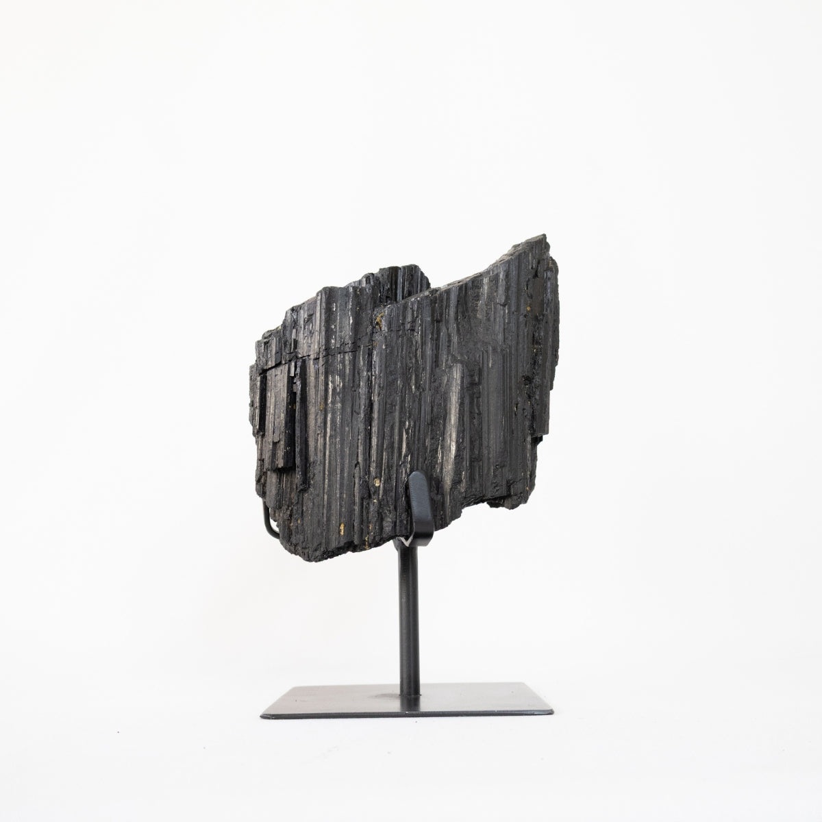 Raw Black Tourmaline Stone on Matte Black Metal Base 3.980 kg