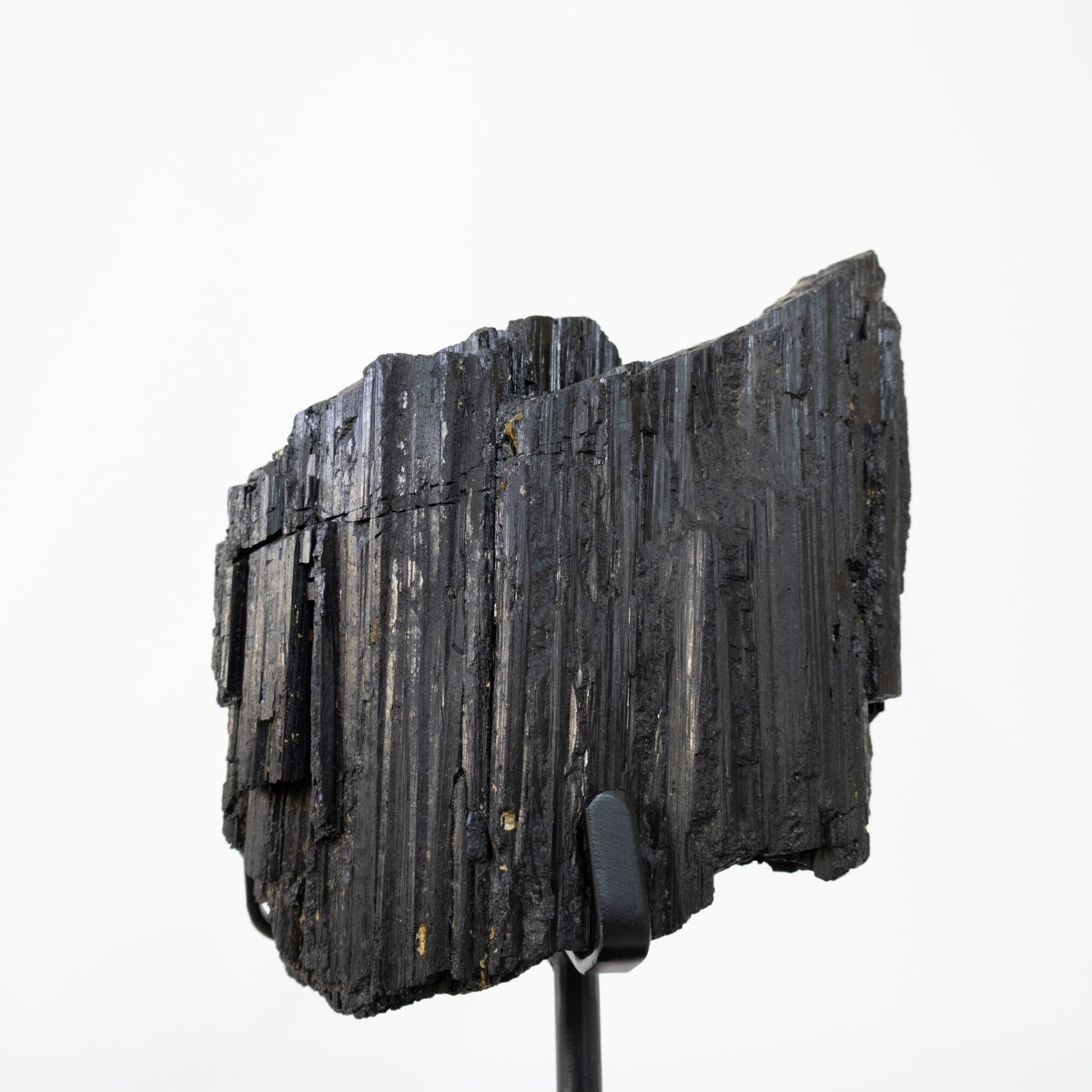 Raw Black Tourmaline Stone on Matte Black Metal Base 3.980 kg