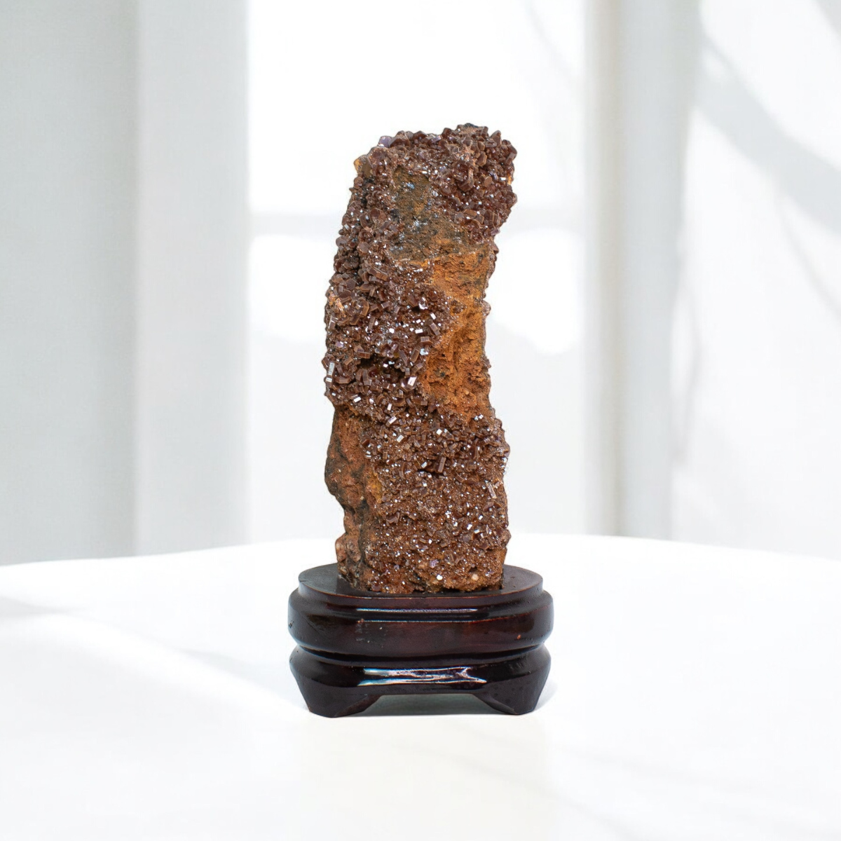 Vanadinite Stone on Wood Base (Collection) 1.747 kg