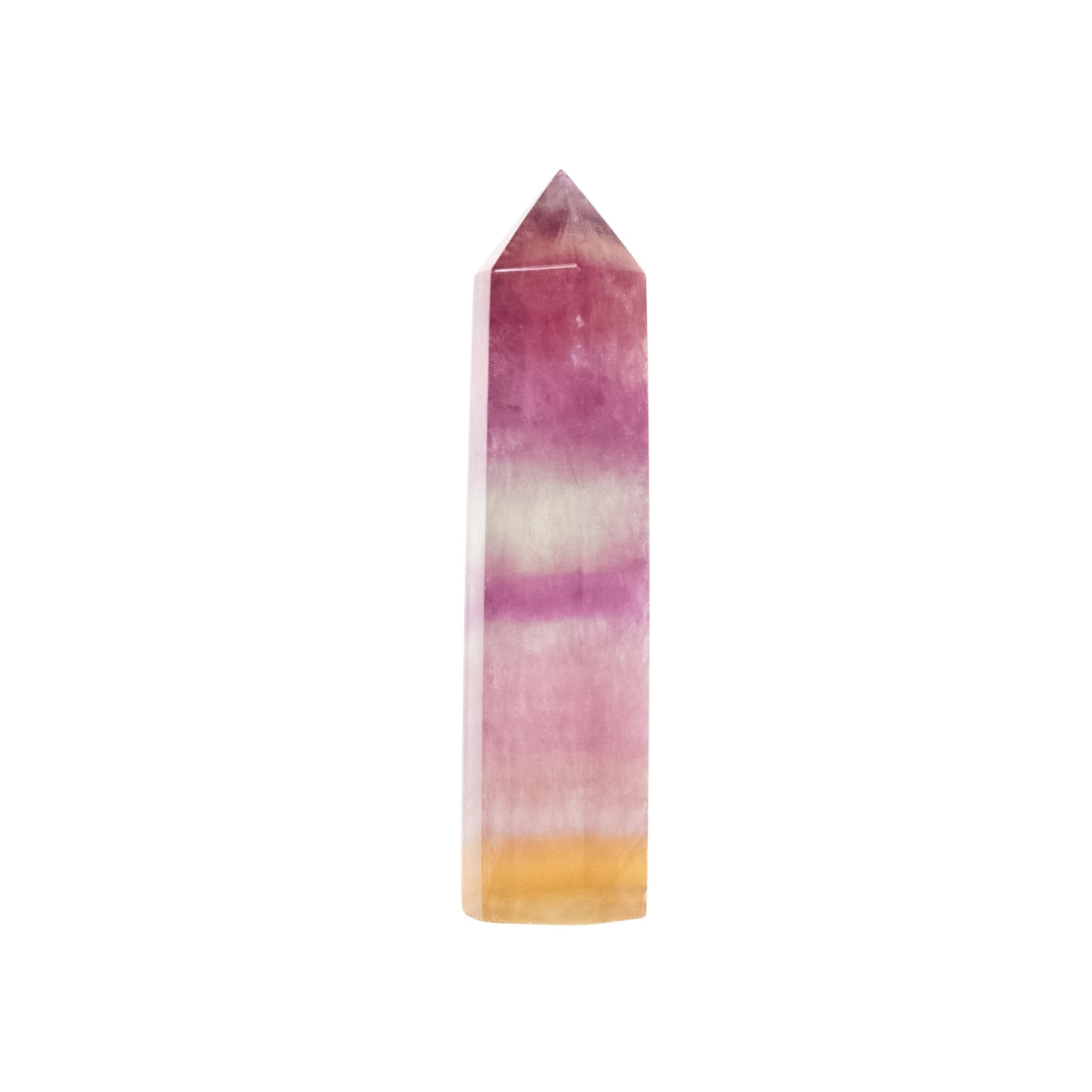 Multicolor (Rainbow) Fluorite Point, crystallized green tones, polished, 216 grams