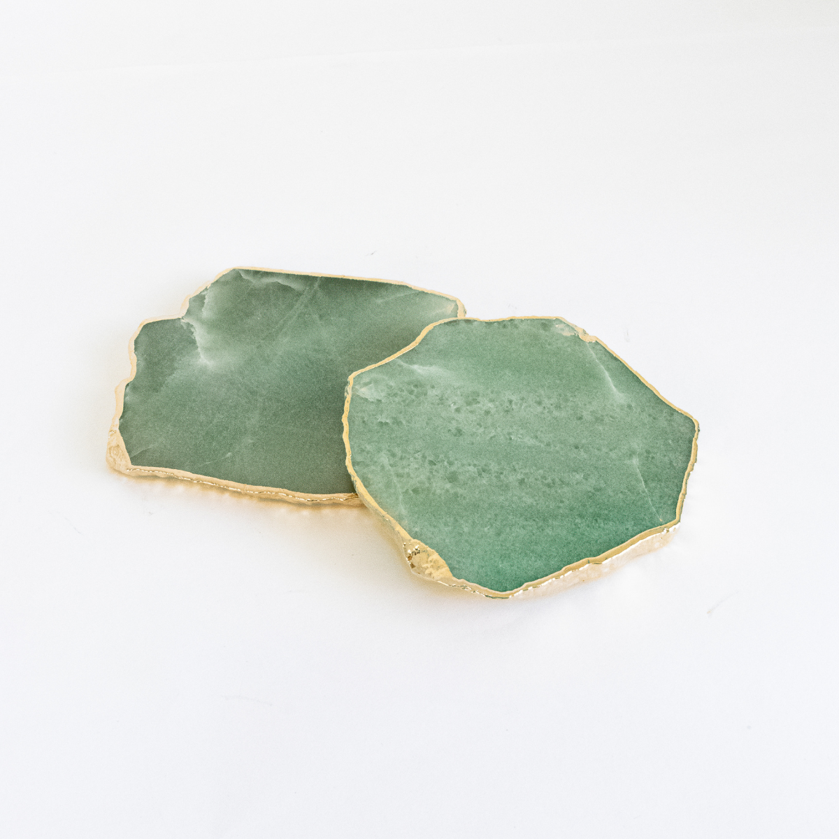 Green Quartz Coaster Gold Plated - Single