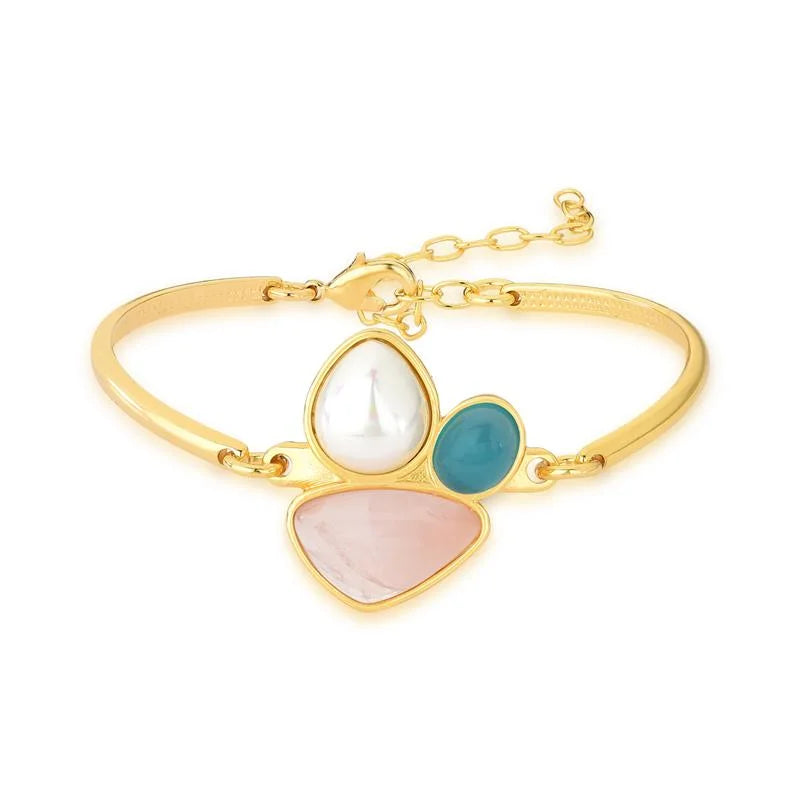 Faceted Emerald Stone Earring and Necklace Set 24k Gold Plated