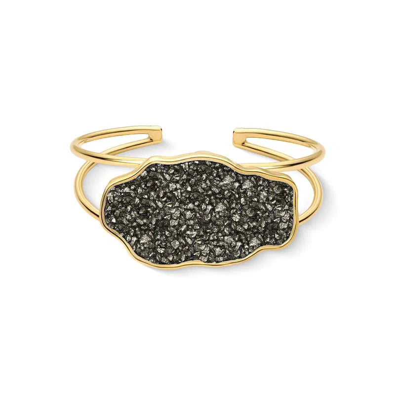 Adjustable Pyrite Stone Bracelet Gold Plated