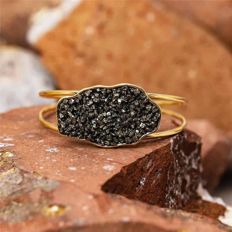 Adjustable White Selenite Stone Bracelet Gold Plated