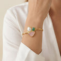 Bold Bracelet in Rose Quartz, Green Quartz, and Pearl 24k Gold Plated