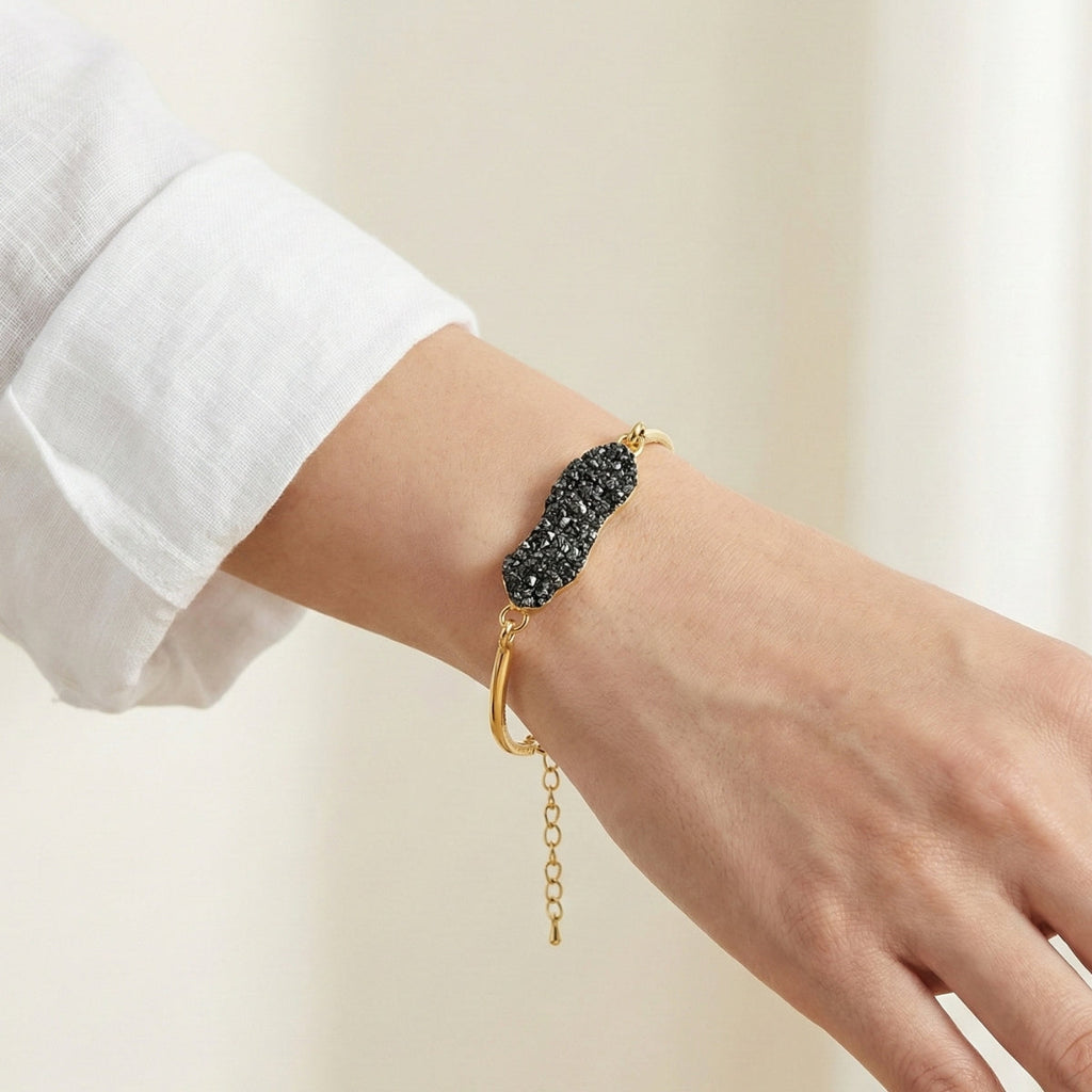 Pyrite Stone Prosperity Bracelet Gold Plated