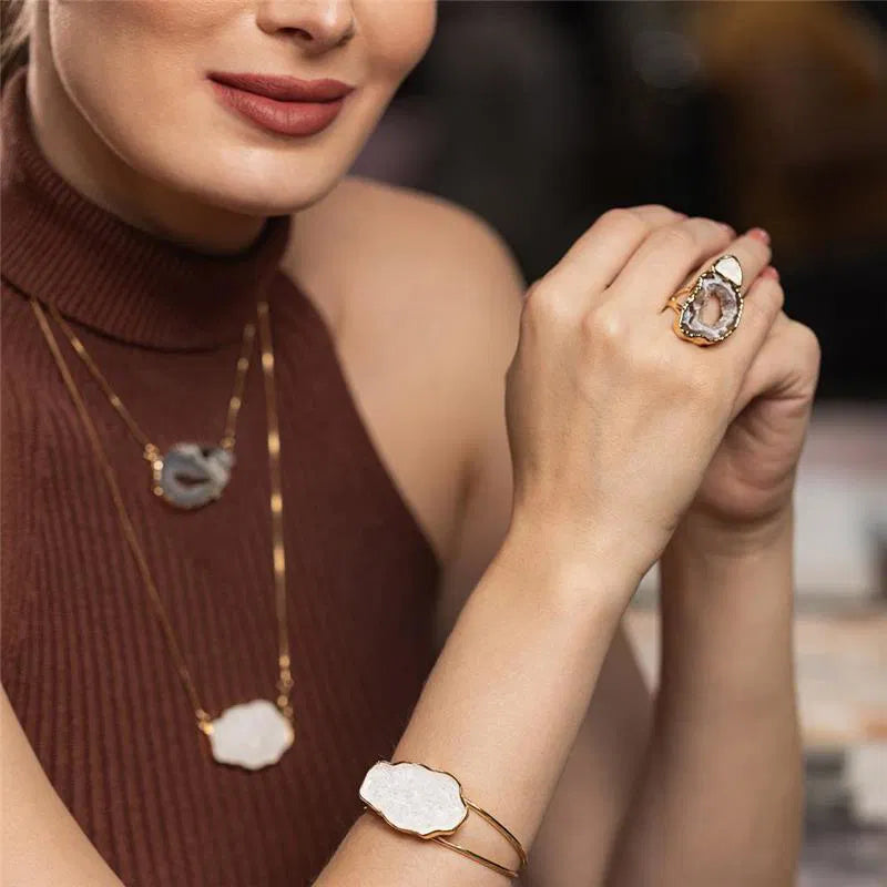 Adjustable Pyrite Stone Bracelet Gold Plated