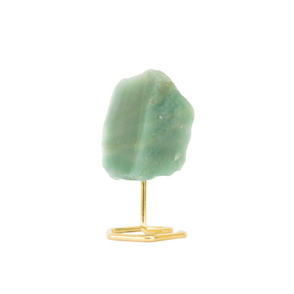Polished Face Green Quartz on Gold Plated Metal Base 400 to 500 grams