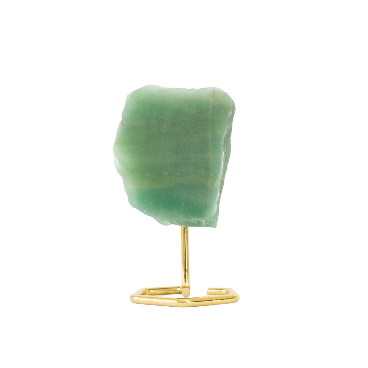 Polished Face Green Quartz on Gold Plated Metal Base 400 to 500 grams