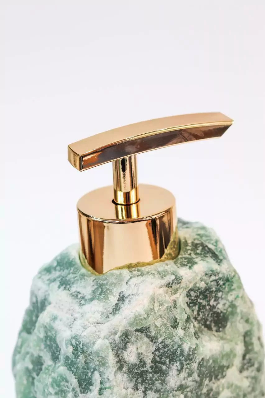 Green Quartz Soap Dish Gold Plating
