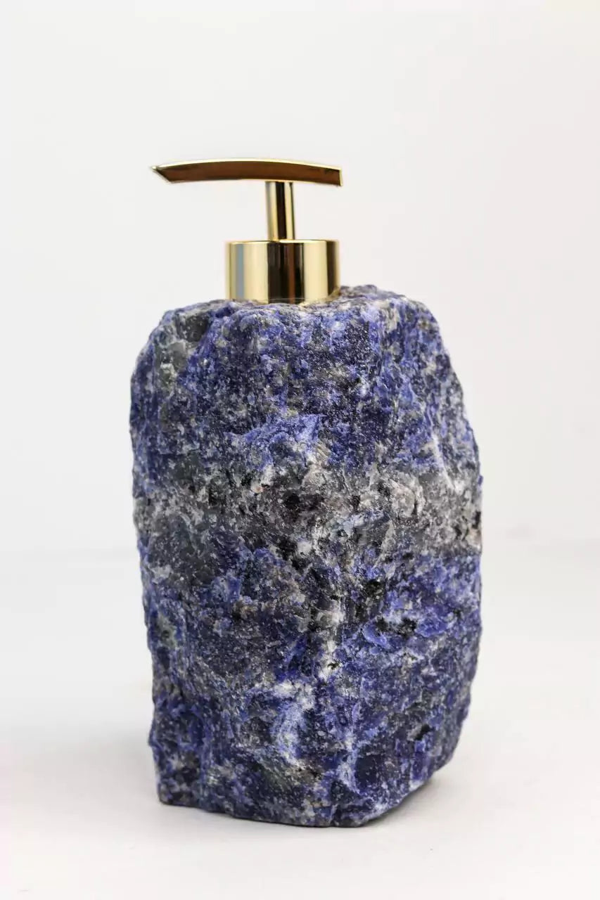 Sodalite Soap Dish With Gold Plating