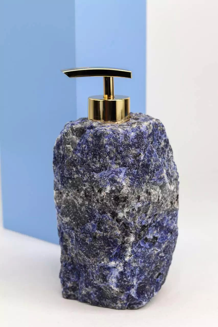 Sodalite Soap Dish With Gold Plating