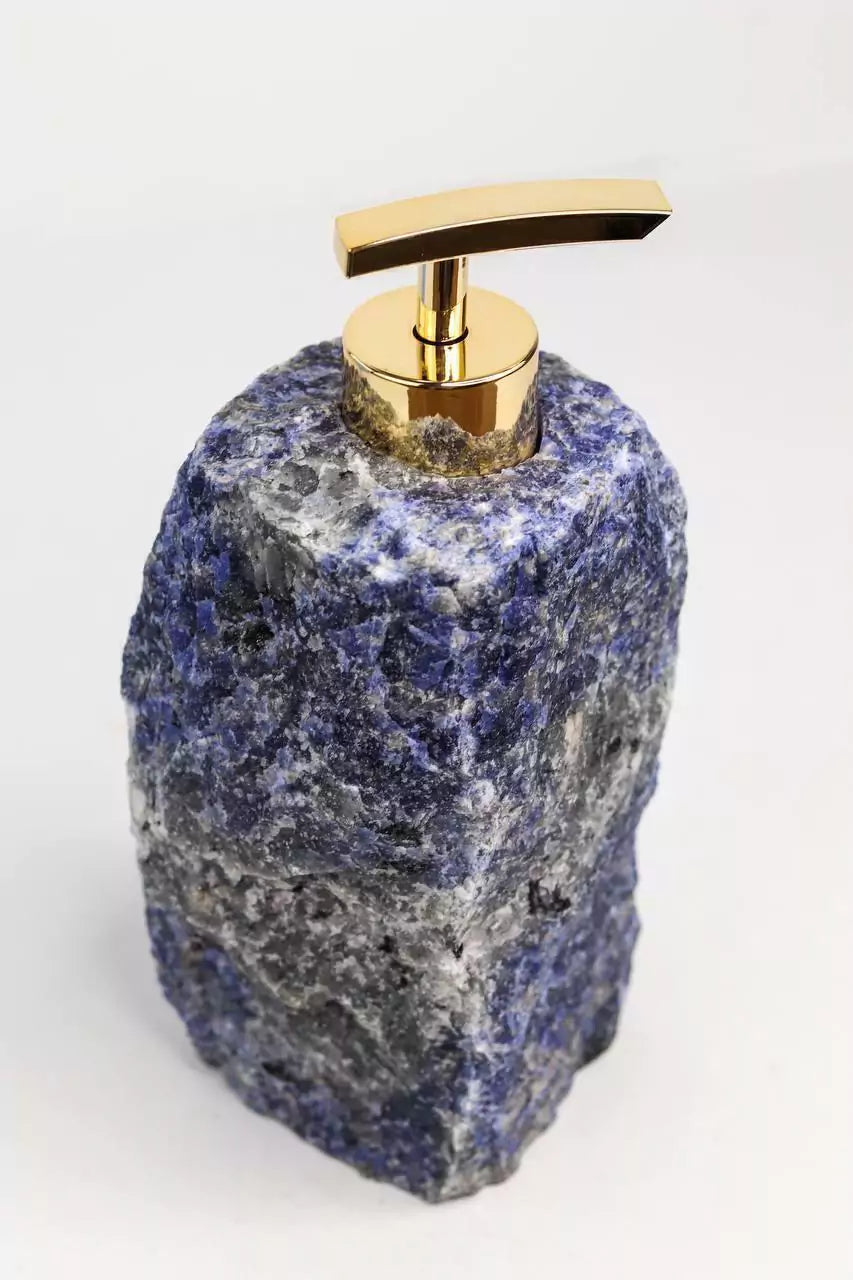 Sodalite Soap Dish With Gold Plating