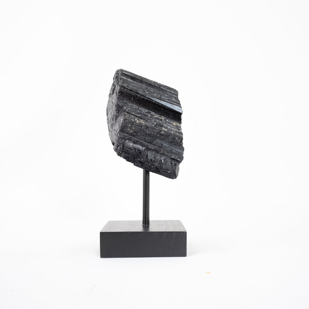 Raw Black Tourmaline on Black Wood Base 500 to 600 grams