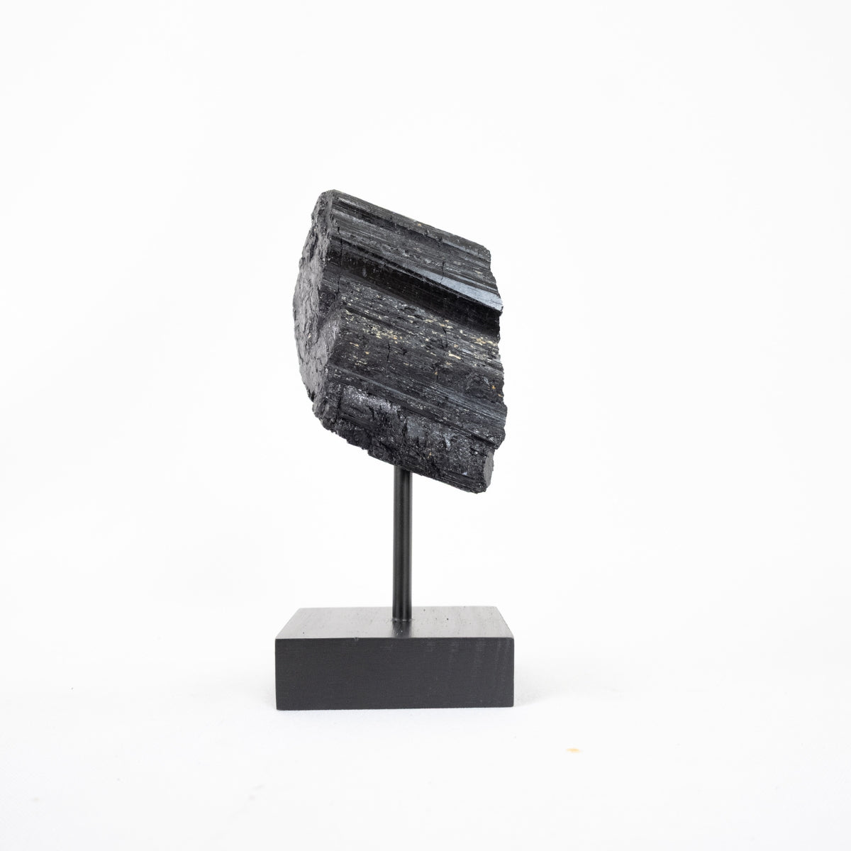Raw Black Tourmaline on Black Wood Base 500 to 600 grams