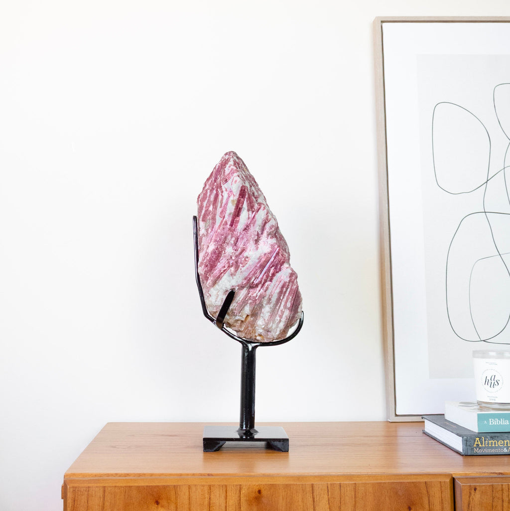 Extra Raw Pink Tourmaline on Black Metal Base 7.800 kg