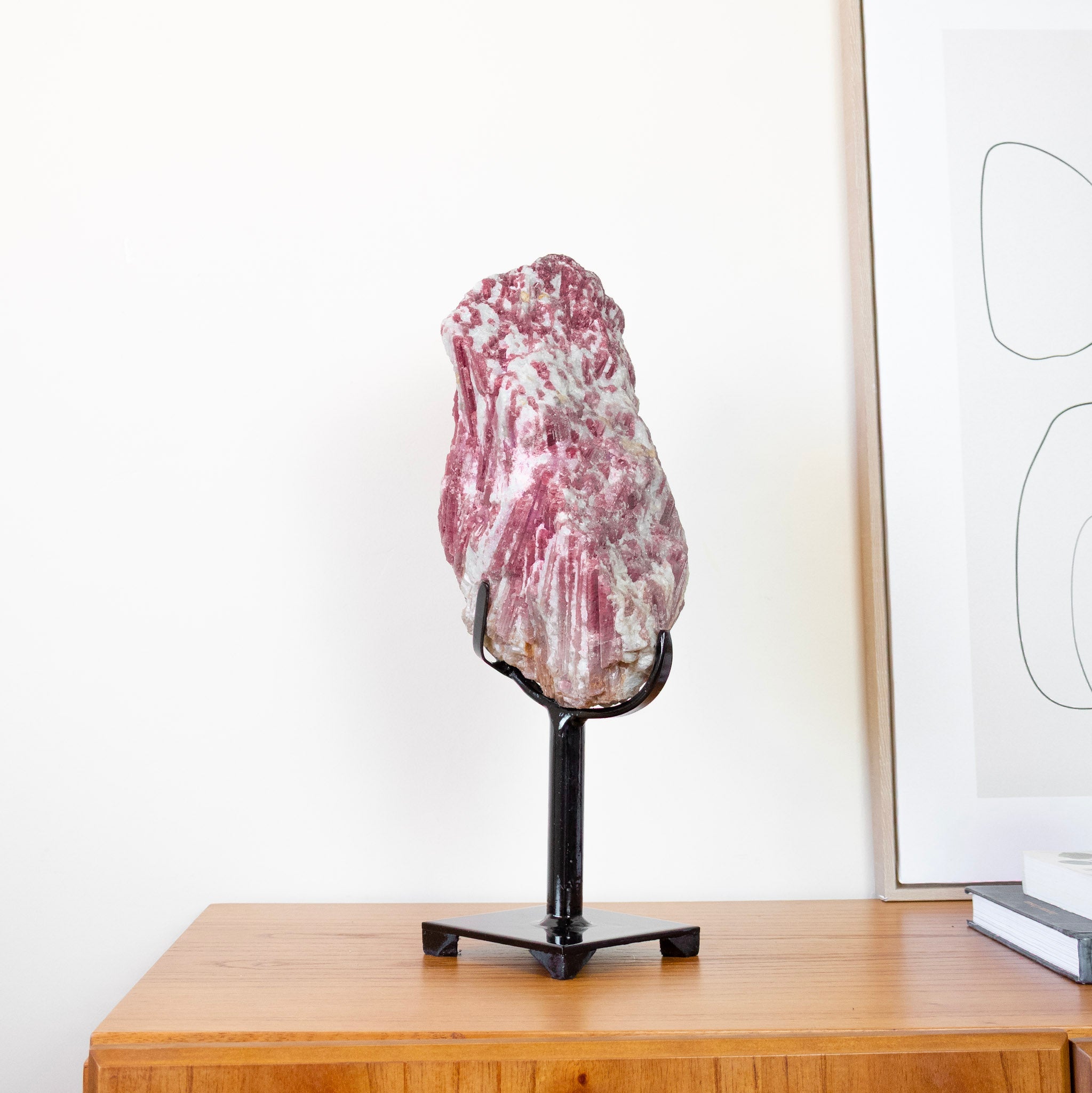 Extra Raw Pink Tourmaline on Black Metal Base 7.800 kg