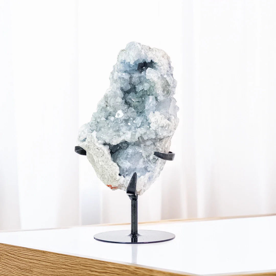 Natural Celestite Druze on Black Metal Base 2.330 kg