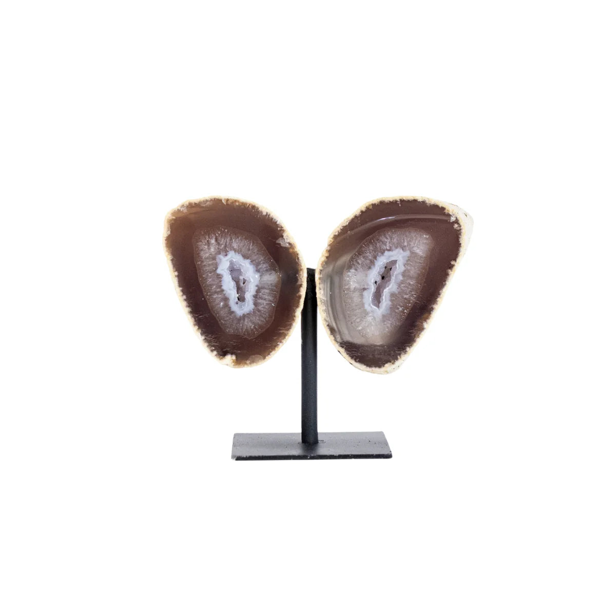 Mini Natural Crystallized Caramel Agate Butterfly on Metal Base 387 grams