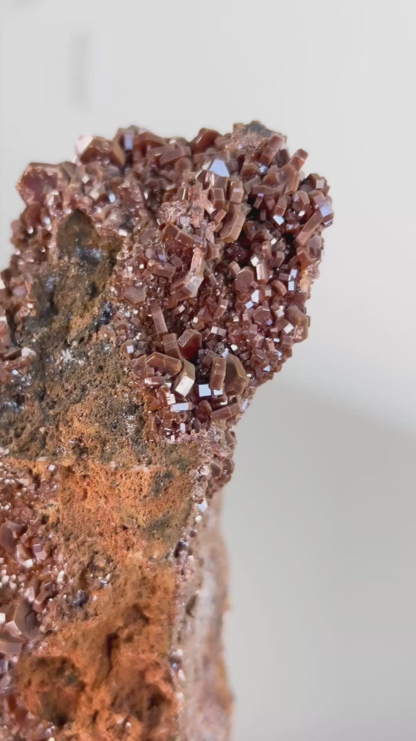 Vanadinite Stone on Wood Base (Collection) 1.747 kg