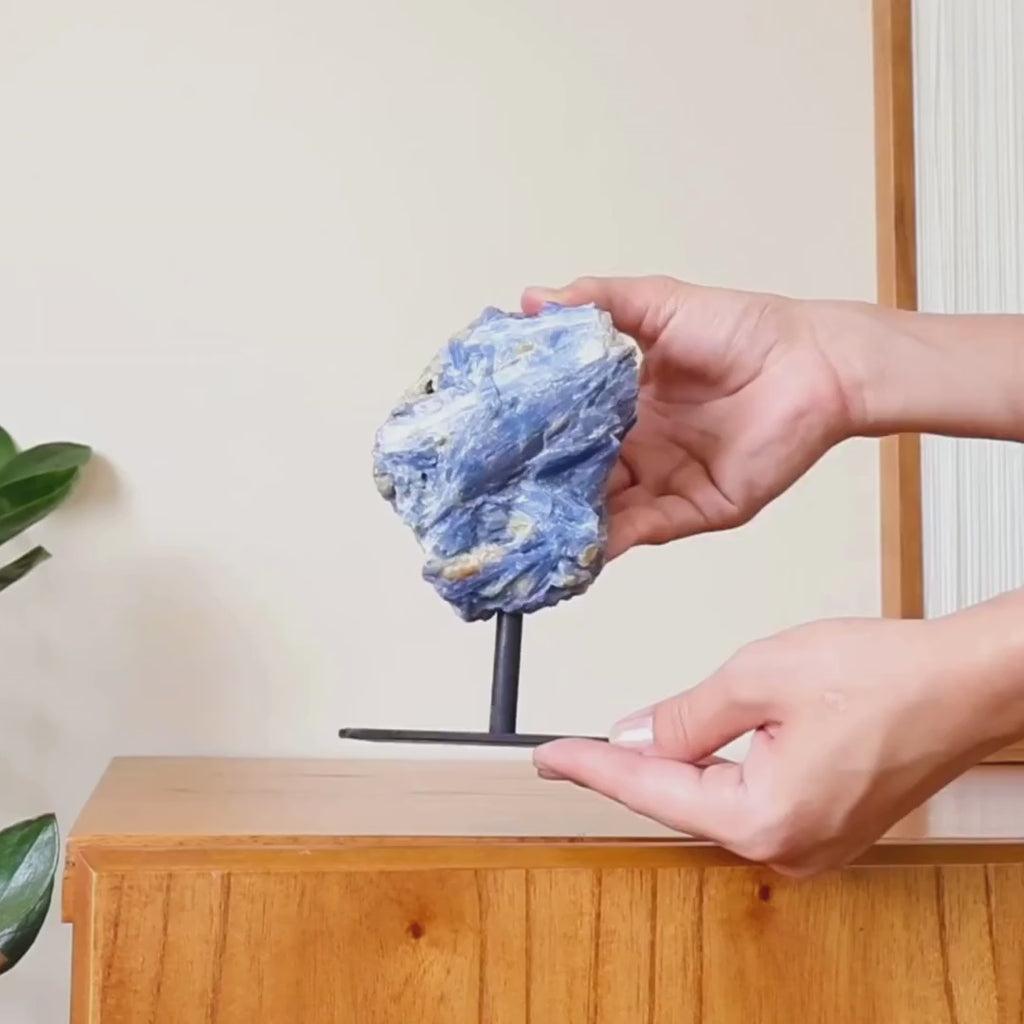 Extra Blue Kyanite Stone on Black Metal Base 1.140 kg